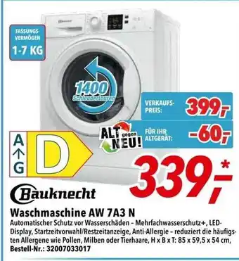 dodenhof Bauknecht Waschmaschine Aw 7a3n Angebot