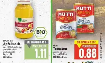 E-Center Edeka Bio Apfelmark Oder Mutti Tomaten Angebot