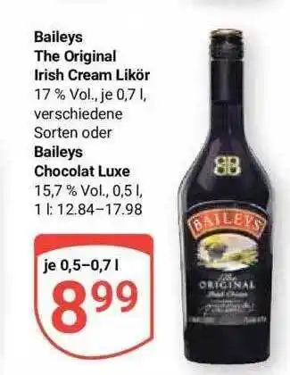 Globus Baileys The Original Irish Cream Likör Oder Chocolat Luxe Angebot