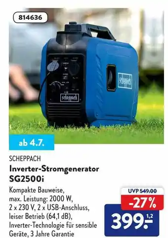 Aldi Süd Scheppach Inverter-stromgenerator Sg2500i Angebot