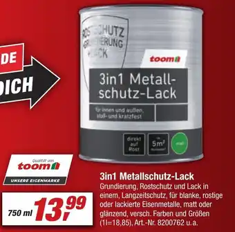 toom Baumarkt 3in1 Metallschutz Lack 750 ml Angebot