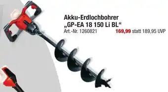 toom Baumarkt Einhell Akku Erdlochbohrer ,,GP-EA 18 150 Li BL" Angebot