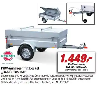 toom Baumarkt Stema PKW Anhänger mit Deckel ,,Basic Plus 750" Angebot