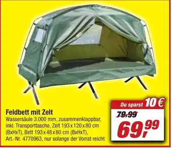 toom Baumarkt Feldbett mit Zelt Angebot