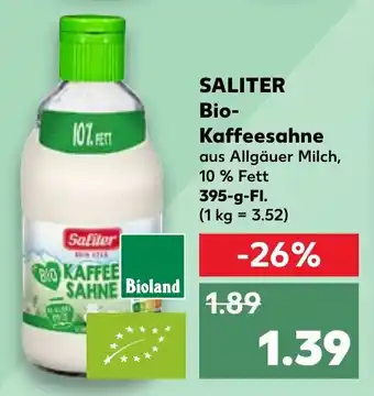 Kaufland Saliter Bio Kaffeesahne 395 g Fl. Angebot