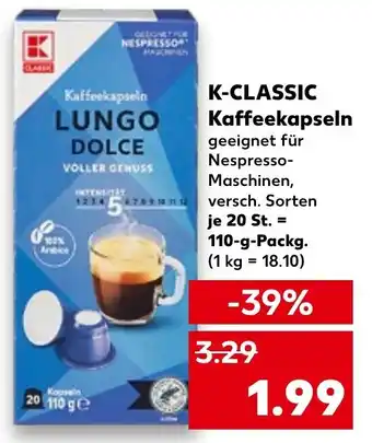 Kaufland K-Classic Kaffeekapseln 110 g Packg. Angebot