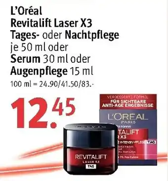 Rossmann L'oréal Revitalift Laser X3 Tages oder Nachtpflege 50ml oder Serum 30ml oder Augenpflege 15ml Angebot