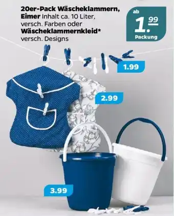 NETTO 20er Pack Wäscheklammern, Eimer 10 Liter oder Wäscheklammernkleid Angebot