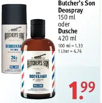 Rossmann Butcher's Son Deospray 150ml oder Dusche 420ml Angebot