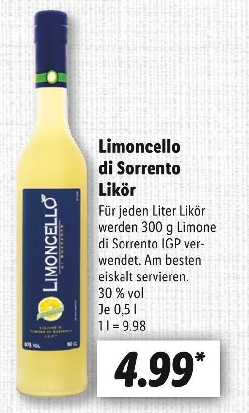 Limoncello zitronenlikör Angebot bei Lidl