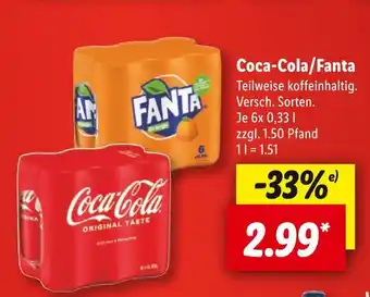 Lidl Coca-cola oder fanta softdrinks Angebot