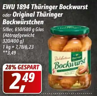 Simmel EWU 1894 Thüringer Bockwurst oder Original Thüringer Bockwürstchen 650/680 g Glas Angebot