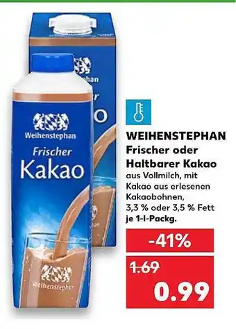 Kaufland Weihenstephan Frischer Oder Haltbarer Kakao Angebot