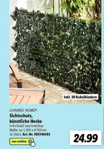 Lidl Livarno Home Sichtschutz, Künstliche Hecke Angebot