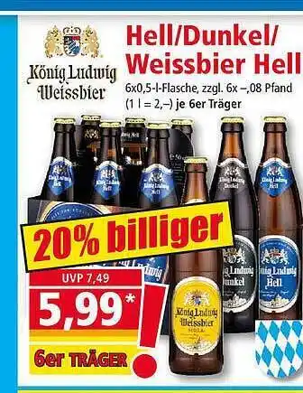 Norma Konig Ludwig Weissbier Hell, Dunkel Oder Weissbier Hell Angebot