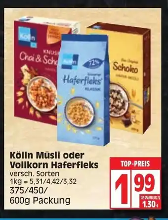 Edeka Kolln Musli o. Vollkorn Haferfleks 375-600g Angebot