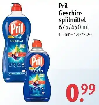 Rossmann Pril Geschirrspülmittel 675/450ml Angebot