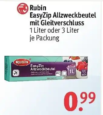 Rossmann Rubin EasyZip Allzweckbeutel mit Gleitverschluss 1L oder 3L Angebot