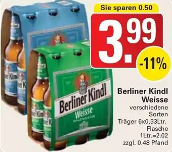 WEZ Berliner Kindl Weisse Träger 6x0,33Ltr. Flasche Angebot