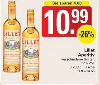 WEZ Lillet Aperitiv 0,75Ltr. Flasche Angebot