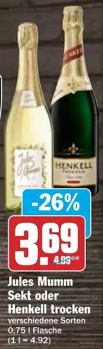 AEZ Jules Mumm Sekt o. Henkell trocken 750ml Angebot