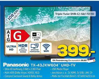 Euronics XXL Panasonic Tx-43jxw604 Uhd-tv Angebot