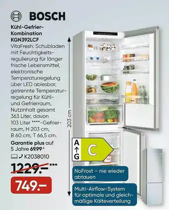 Galeria Bosch Kühl- Gefrierkombination Kgn392lcf Angebot