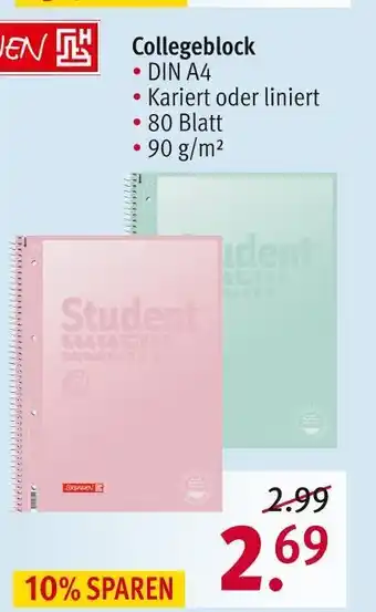 Rossmann Brunnen collegeblock Angebot