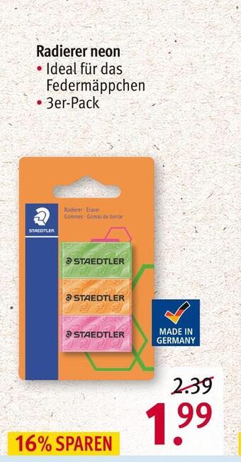 Rossmann Staedtler radierer neon Angebot