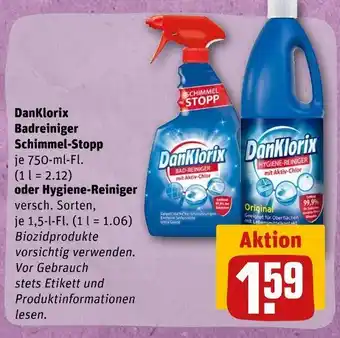 REWE Danklorix badreiniger schimmel-stopp oder hygiene-reiniger Angebot