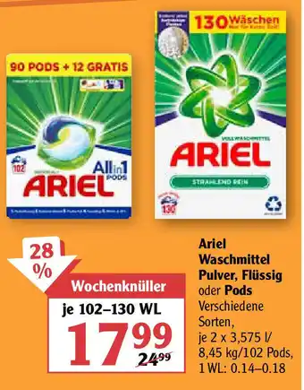 Globus Ariel Waschmittel Pulver, Flüssig oder Pods Angebot