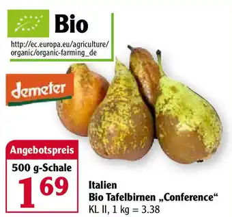 Globus Italien Bio Tafelbirnen ,,Conference" 500 g Schale Angebot