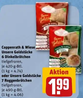 REWE Coppenrath & Wiese Unsere Goldstücke 6 Dinkelbrötchen 420 g oder Unsere Goldstücke 7 Roggenbrötchen 490 g Btl. Angebot