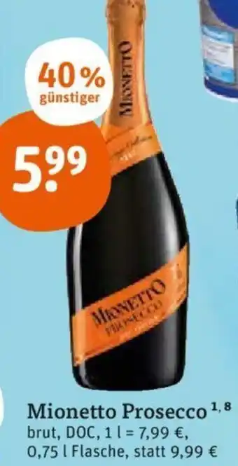 tegut Mionetto Prosecco 0,75 L Flasche Angebot