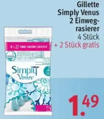 Rossmann Gillette Simply Venus 2 Einwegrasierer 4 Stück Angebot