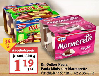 Globus Dr. Oetker Paula, Paula Minis oder Marmorette 400-500 g Angebot