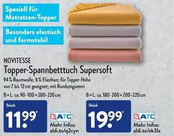 Aldi Nord Novitesse Topper-spannbetttuch Supersoft Angebot