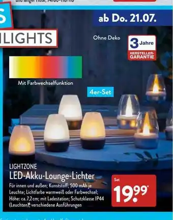 Aldi Nord Lightzone Led-akku-lounge-lichter Angebot