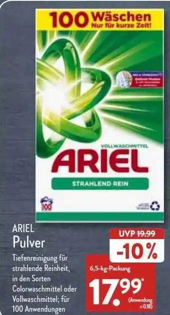 Aldi Nord Ariel Pulver Angebot