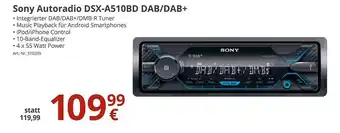 A.T.U. Sony Autoradio Dsx-a510bd Dab Oder Dab+ Angebot