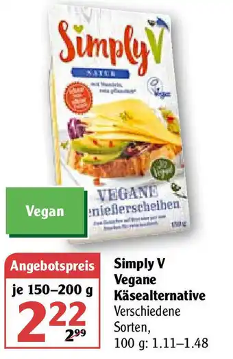 Globus Simply V Vegane Käsealternative 150-200 g Angebot