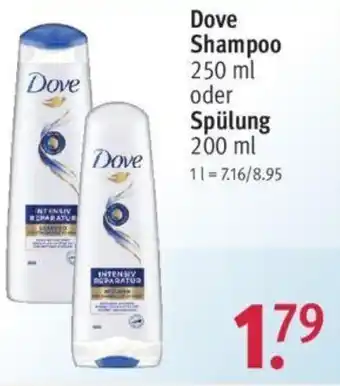 Rossmann Dove Shampoo 250 ml oder Spülung 200 ml Angebot