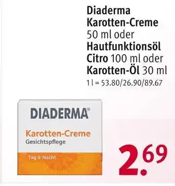 Rossmann Diaderma karotten-creme, hautfunktionsöl citro oder karotten-öl Angebot