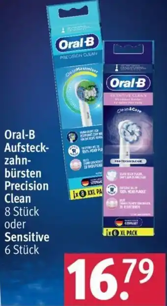 Rossmann Oral-B Aufsteckzahnbürsten Precision Clean 8 Stück oder Sensitive 6 Stück Angebot