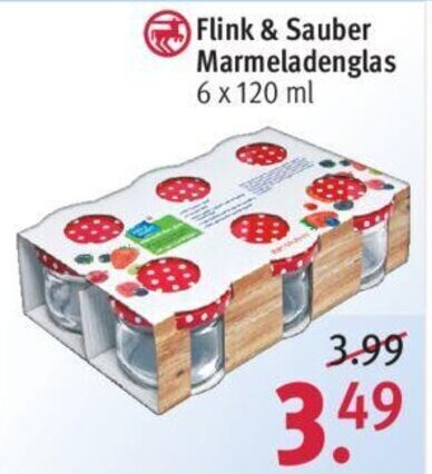 Flink & Sauber Marmeladenglas 6x120 ml Angebot bei Rossmann