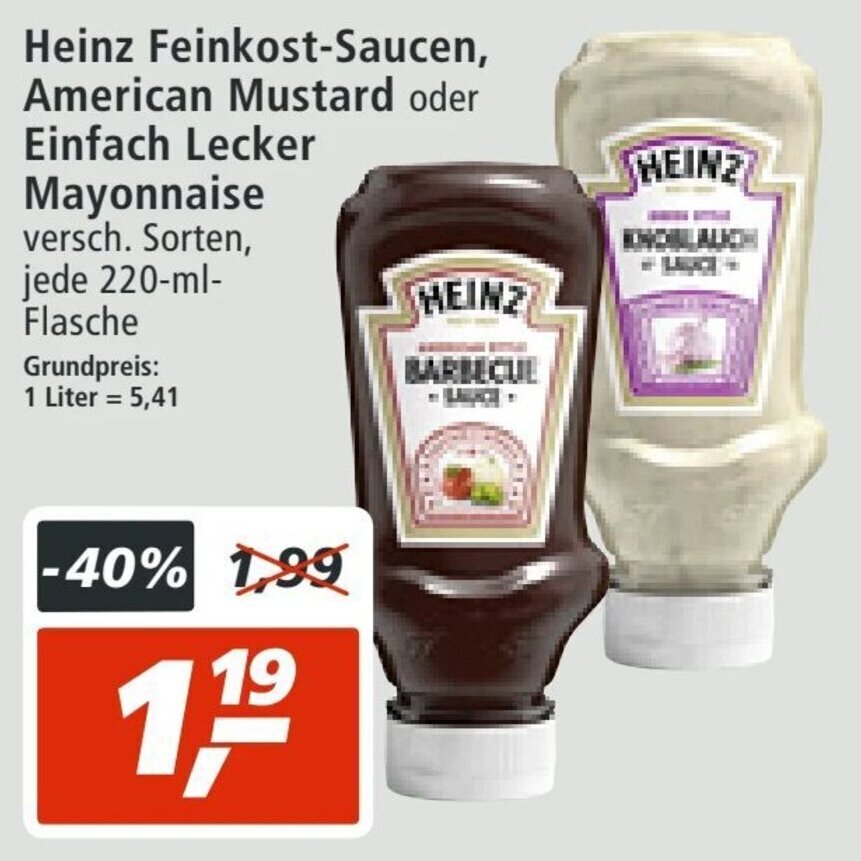 Heinz Feinkostsauce, American Mustard o. Einfach Lecker Mayonnaise