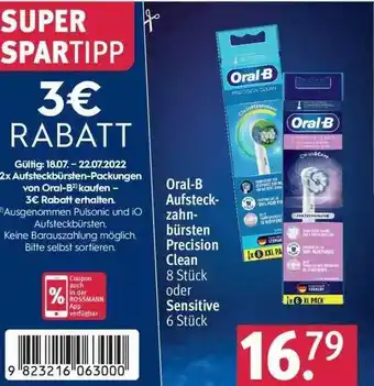 Rossmann Oral-b Aufsteck-zahn-bürsten Precision Clean Oder Sensitive Angebot