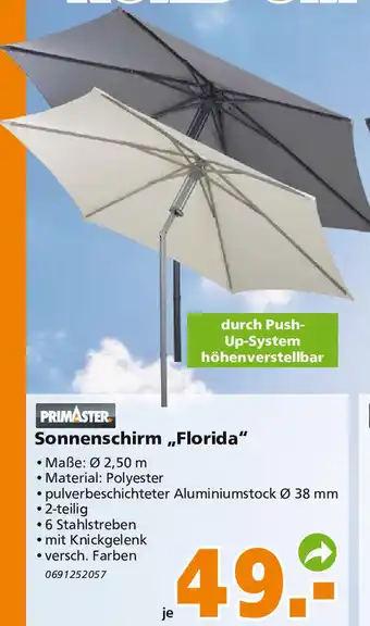 Globus Baumarkt PrimAster Sonnenschirm Florida Angebot