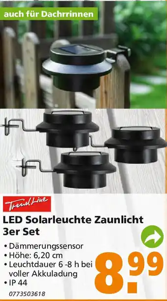 Globus Baumarkt TrendLine LED Solarleuchte Zaunlicht 3st Angebot