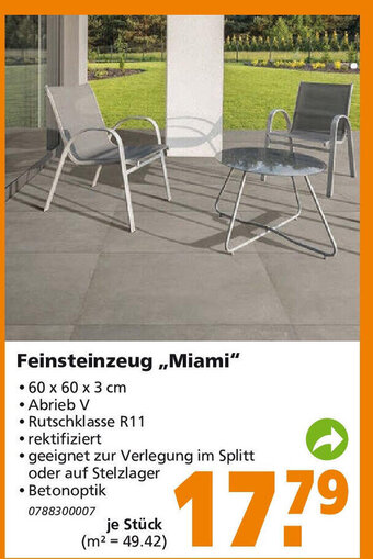 Globus Baumarkt Feinsteinzeug Miami Angebot